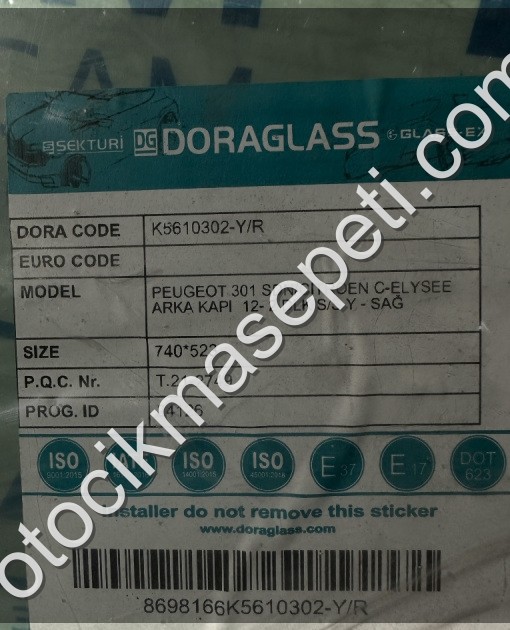 PEUGEOT 301 ARKA KAPI CAMI SAĞ